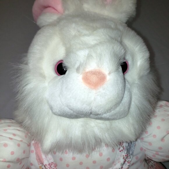 Plush Rabbit - Giant 24-inch White Fluffy Snuggly Pastel Country Patchwork VTG - Picture 5 of 6